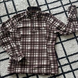The North Face Brown and White Checkered Pullover M